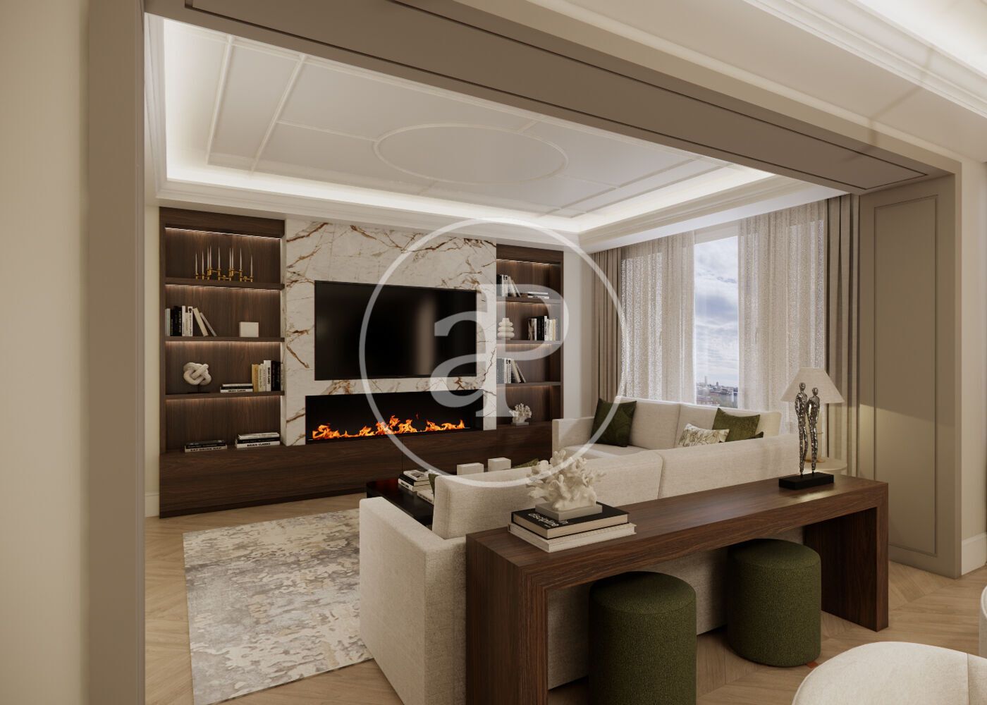 Living room of Flat for sale in  Madrid Capital  with Air Conditioner, Heating and Furnished