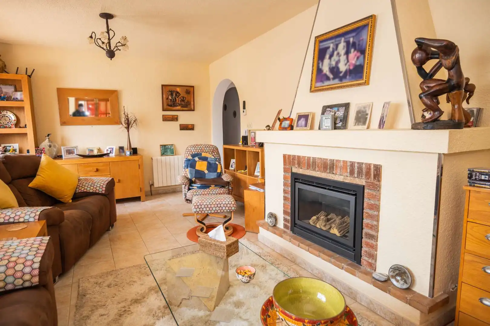 Wohnzimmer von Einfamilien-Reihenhaus zum Verkauf in Orihuela mit Klimaanlage, Heizung und Terrasse