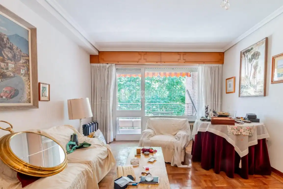 Sala de estar de Piso en venta en Madrid con Calefacción, Parquet y Terraza