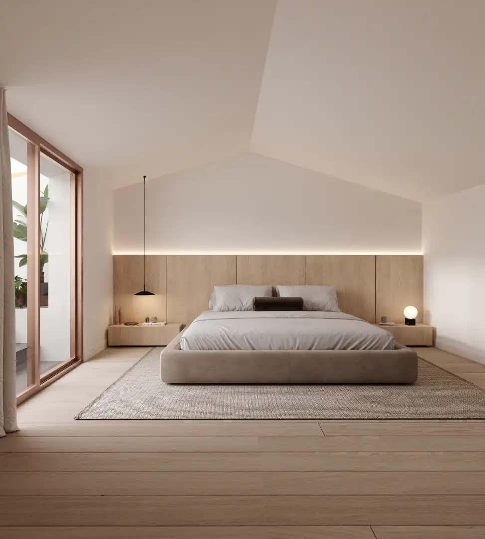 Schlafzimmer von Dachboden zum Verkauf in Palamós mit Klimaanlage, Heizung und Terrasse
