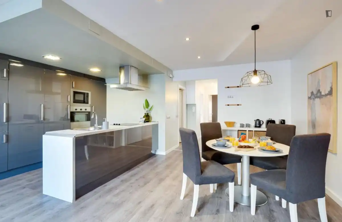 Cuina de Apartament de lloguer en Barcelona amb Aire condicionat, Calefacció i Moblat