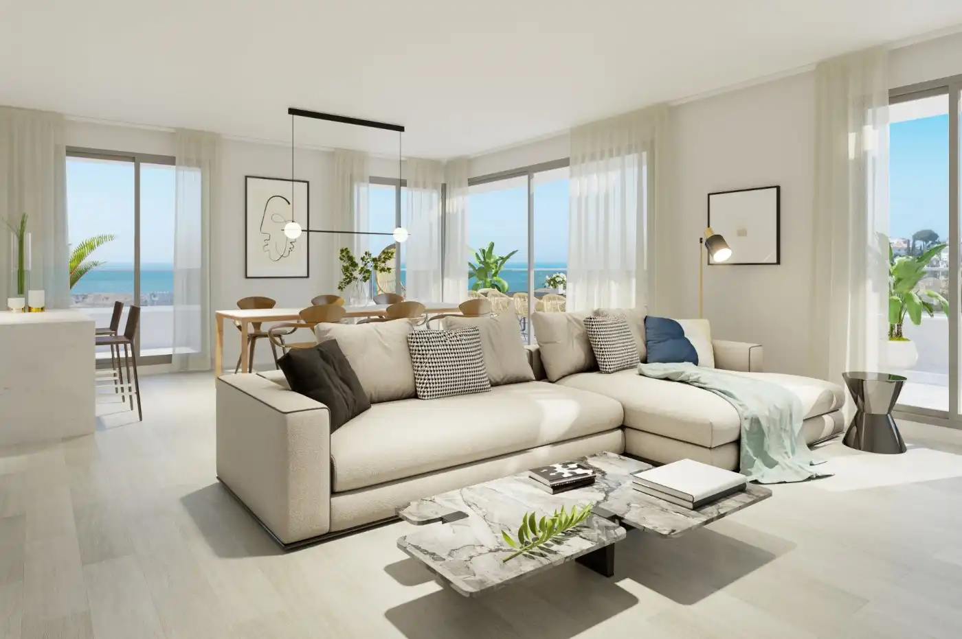 Sala de estar de Ático en venta en Mijas con Aire acondicionado, Calefacción y Jardín privado