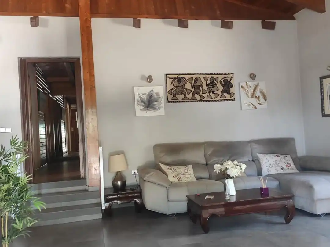 Sala d'estar de Finca rústica en venda en Rafelguaraf amb Aire condicionat, Calefacció i Jardí privat