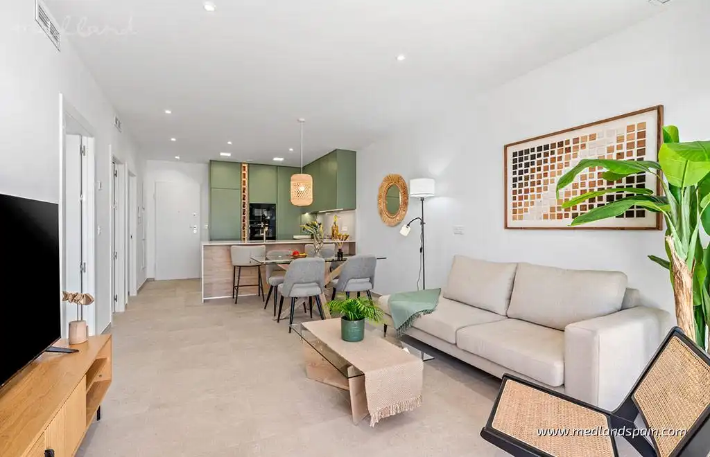 Sala d'estar de Apartament en venda en Los Alcázares amb Terrassa, Traster i Piscina comunitària