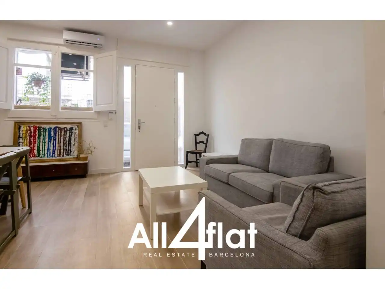 Wohnzimmer von Wohnung zur Miete in Barcelona mit Klimaanlage, Parkett und Möbliert