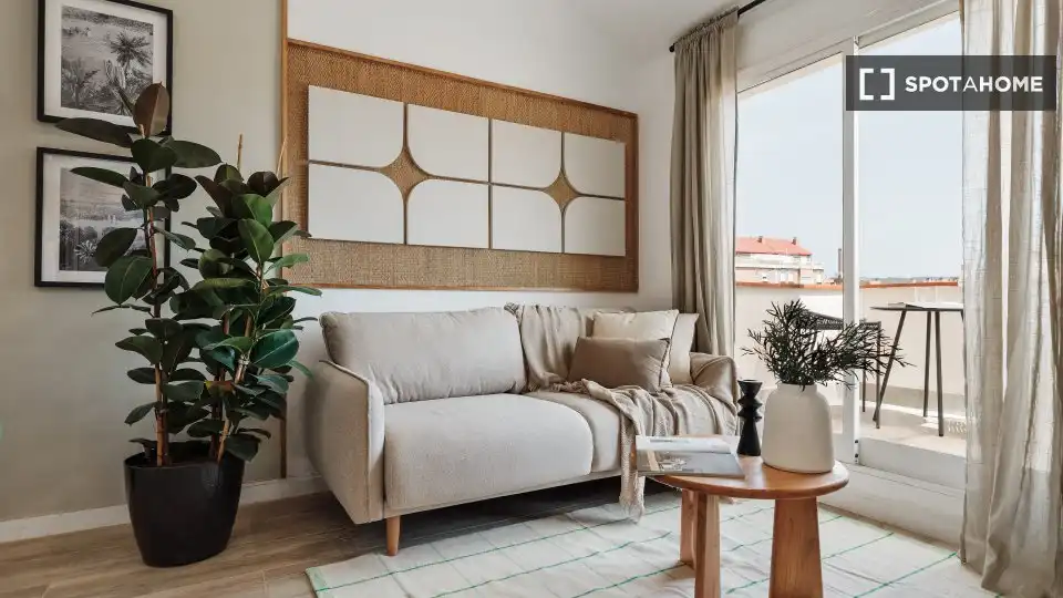 Living room of Flat for rent in Barcelona  with Air Conditioner, Heating and Furnished