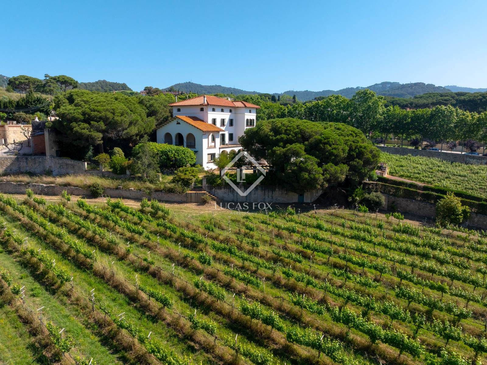 Vista exterior de Finca rústica en venda en Alella amb Jardí privat, Terrassa i Traster