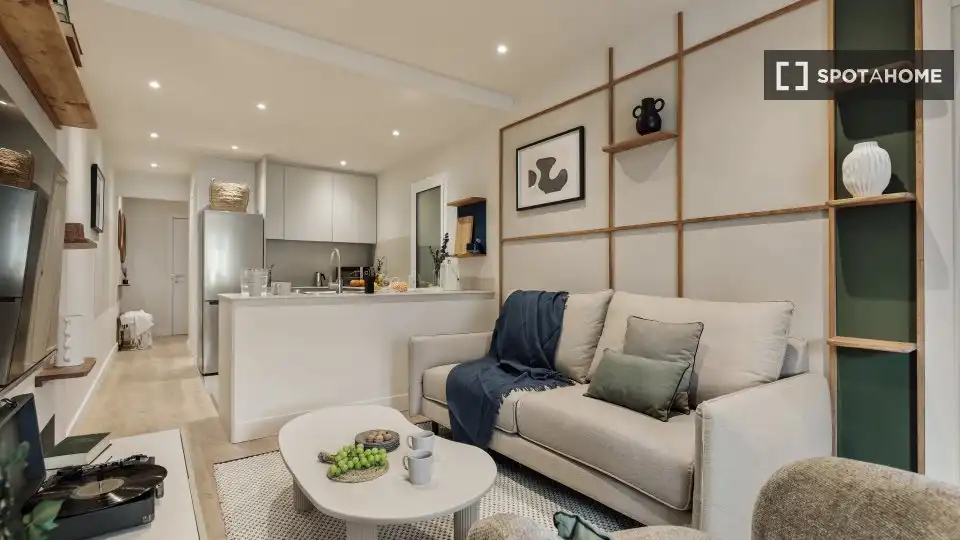Sala d'estar de Apartament per a compartir en Barcelona amb Aire condicionat, Terrassa i Moblat