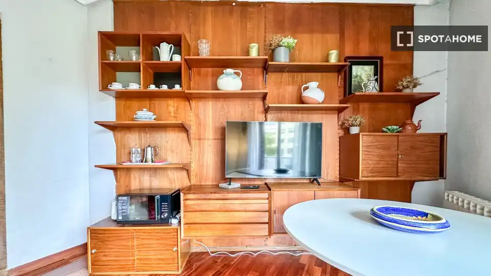 Sala de estar de Estudio para compartir en Madrid con Aire acondicionado, Calefacción y Terraza