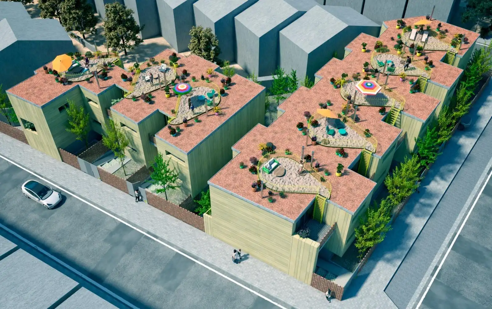 Außenansicht von Einfamilien-Reihenhaus zum Verkauf in Vegas del Genil mit Heizung, Terrasse und Balkon