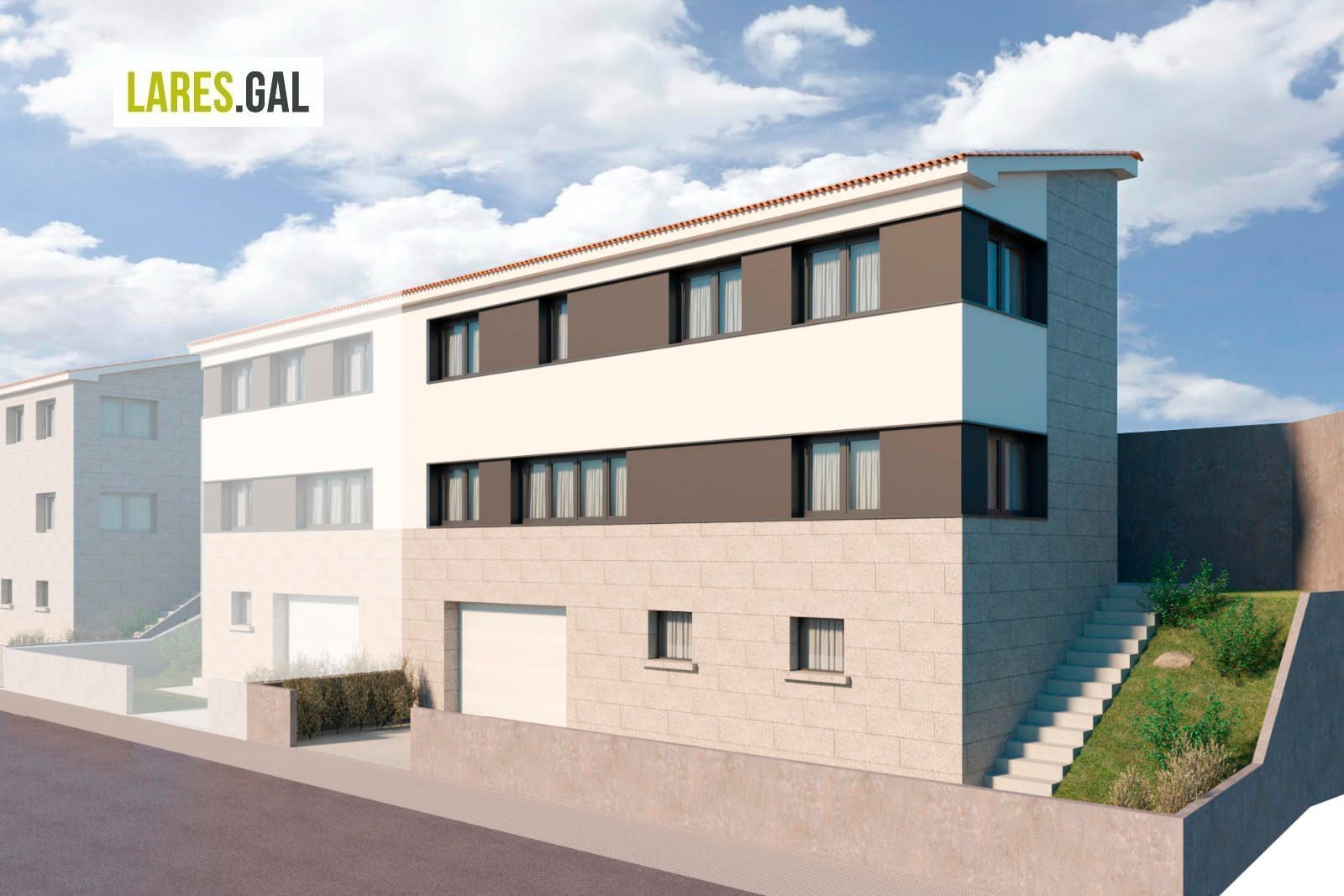 Vista exterior de Casa adosada en venda en Cangas  amb Calefacció, Jardí privat i Terrassa