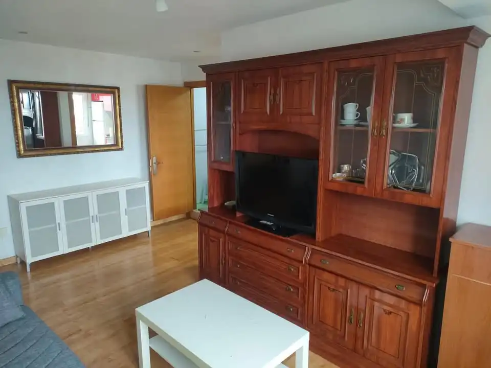 Sala d'estar de Pis de lloguer en Gijón  amb Calefacció, Parquet i Moblat