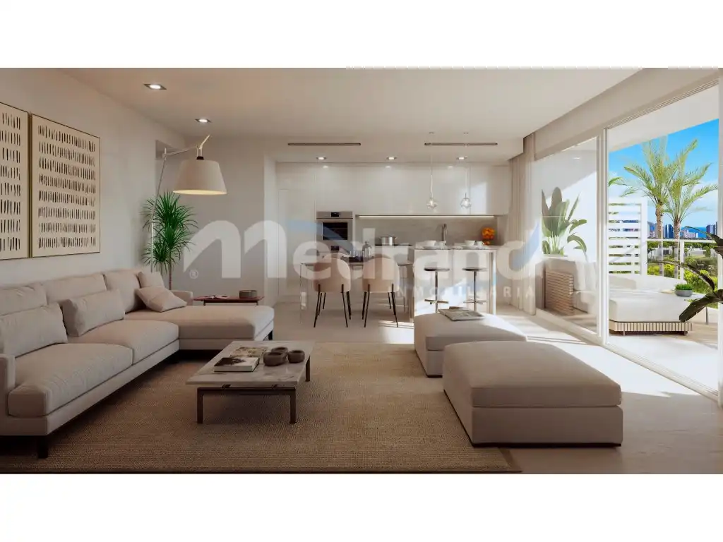 Sala d'estar de Casa o xalet en venda en Finestrat amb Aire condicionat, Jardí privat i Terrassa