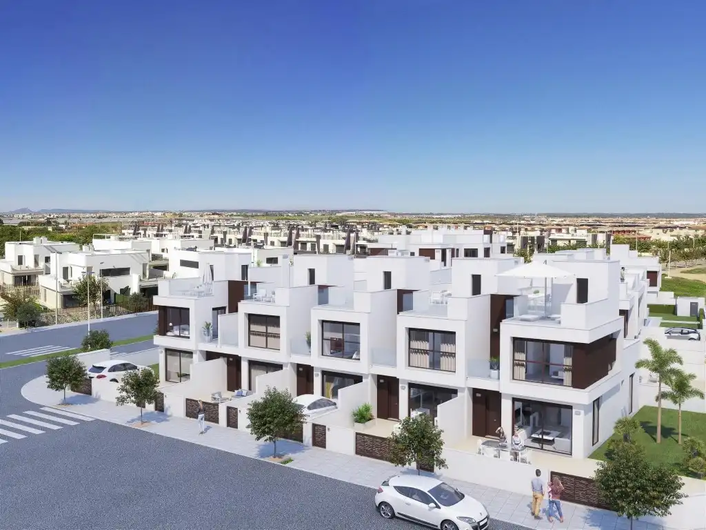Vista exterior de Casa o chalet en venta en Pilar de la Horadada con Aire acondicionado, Jardín privado y Piscina