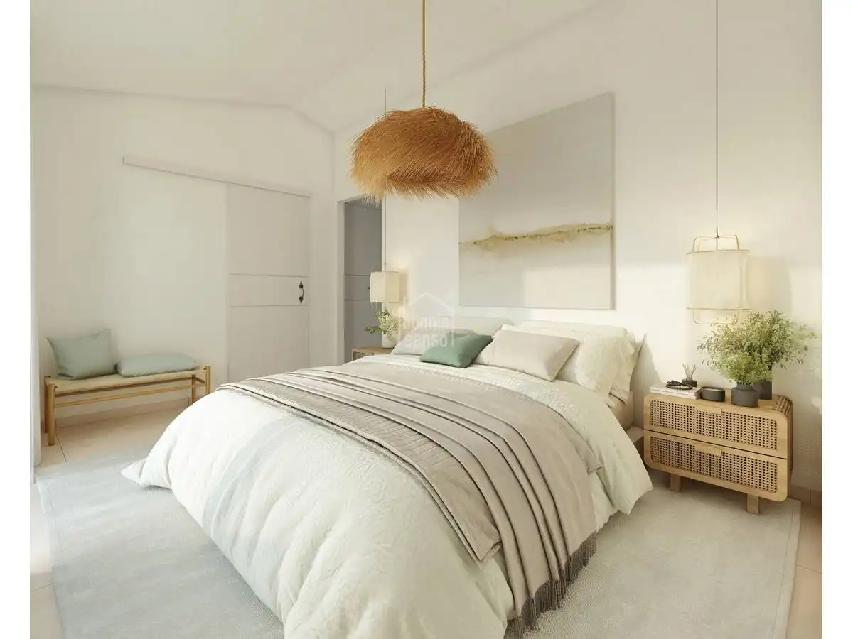 Dormitori de Apartament en venda en Es Mercadal amb Jardí privat, Terrassa i Piscina
