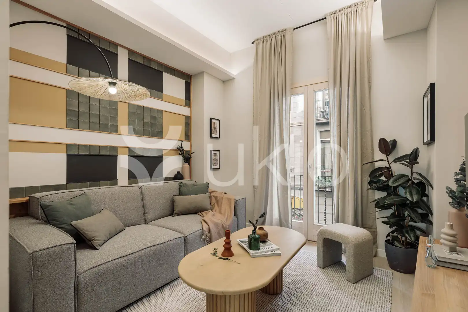 Sala de estar de Apartamento de alquiler en Barcelona con Aire acondicionado, Calefacción y Terraza
