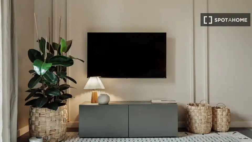 Sala d'estar de Apartament per a compartir en Barcelona amb Aire condicionat, Terrassa i Moblat