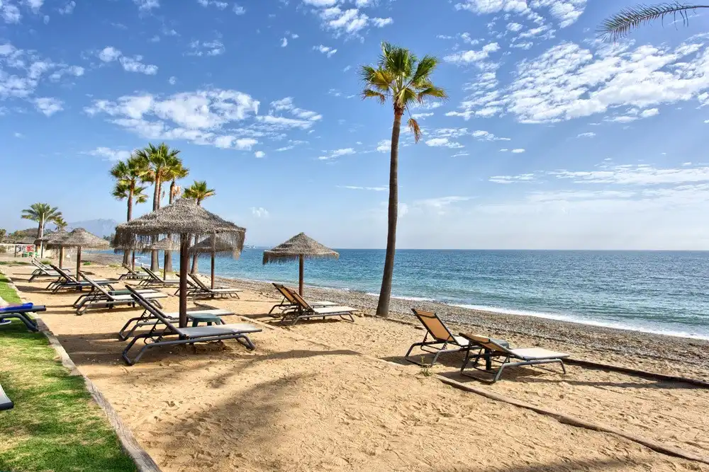 Vista exterior de Planta baja en venta en Estepona con Aire acondicionado, Terraza y Piscina