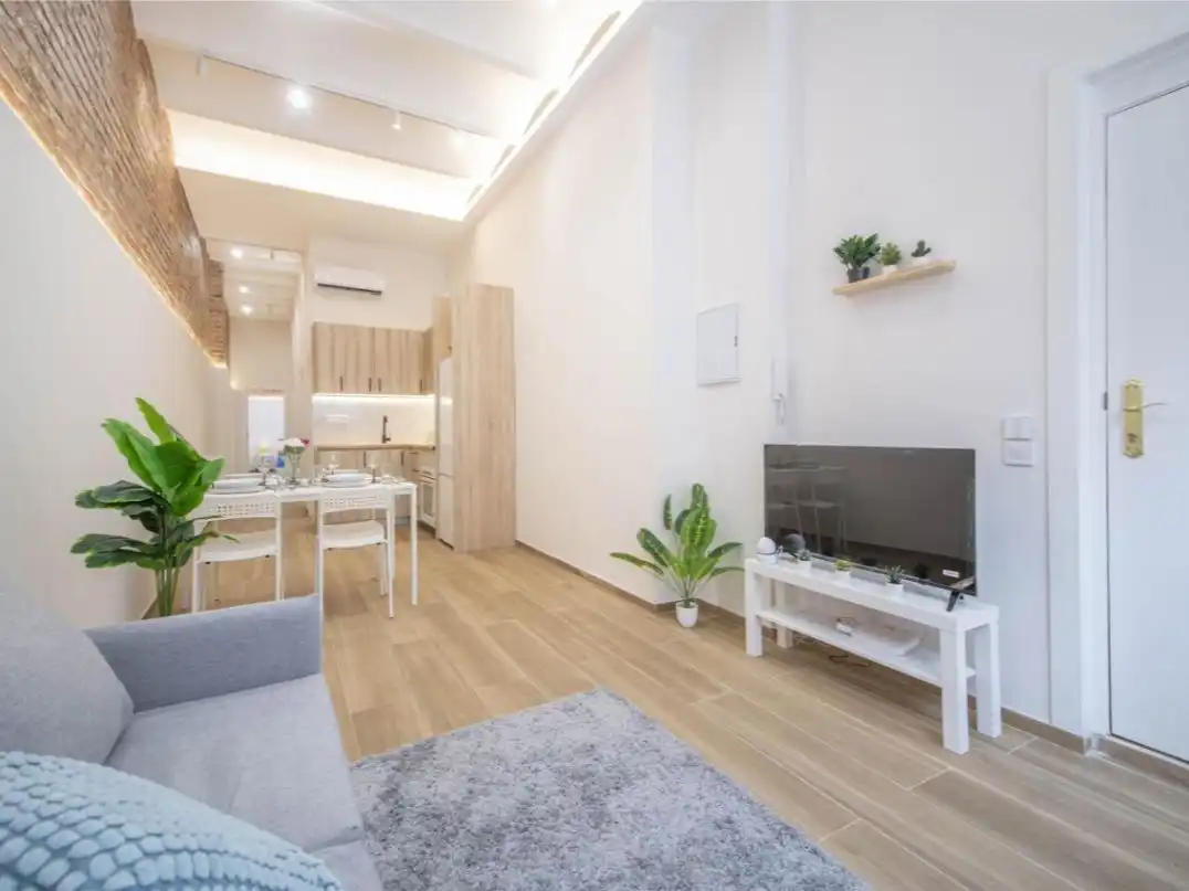 Living room of Flat for sale in Barcelona  with Air Conditioner, Private garden and Parquet flooring