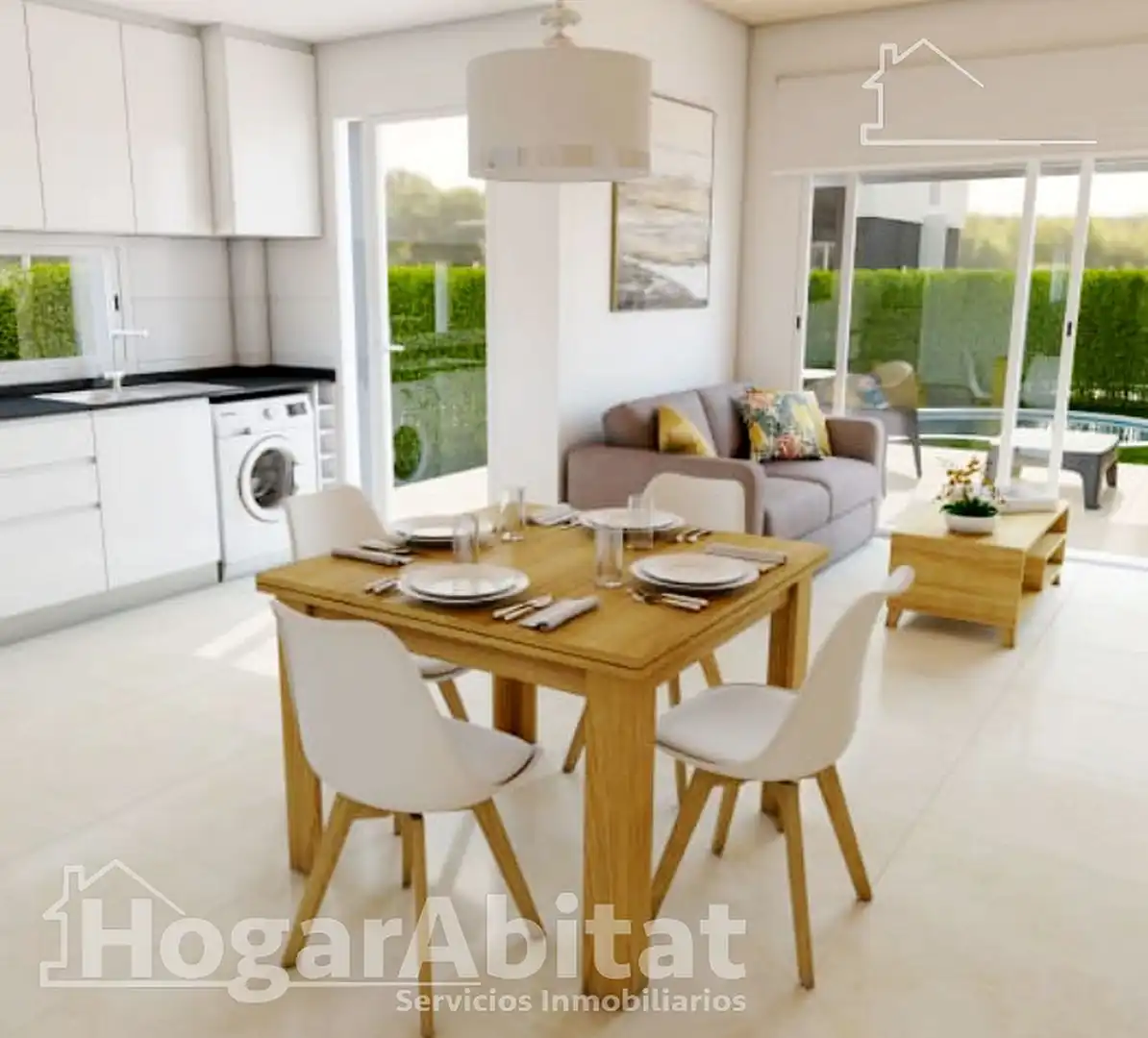 Comedor de Casa adosada en venta en Oropesa del Mar / Orpesa con Aire acondicionado, Jardín privado y Terraza