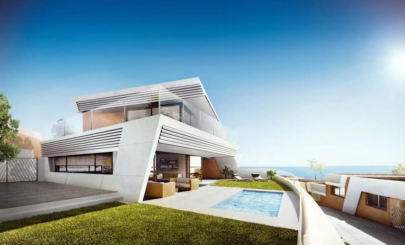 Vista exterior de Casa adosada en venta en Mijas con Aire acondicionado, Calefacción y Jardín privado