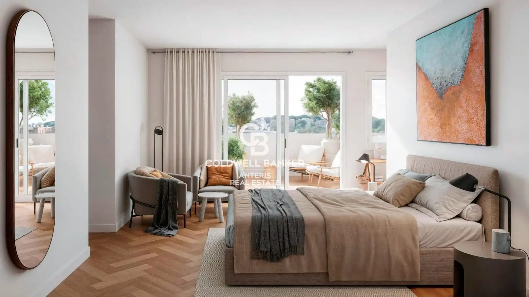 Schlafzimmer von Dachboden zum Verkauf in Barcelona mit Klimaanlage, Heizung und Parkett