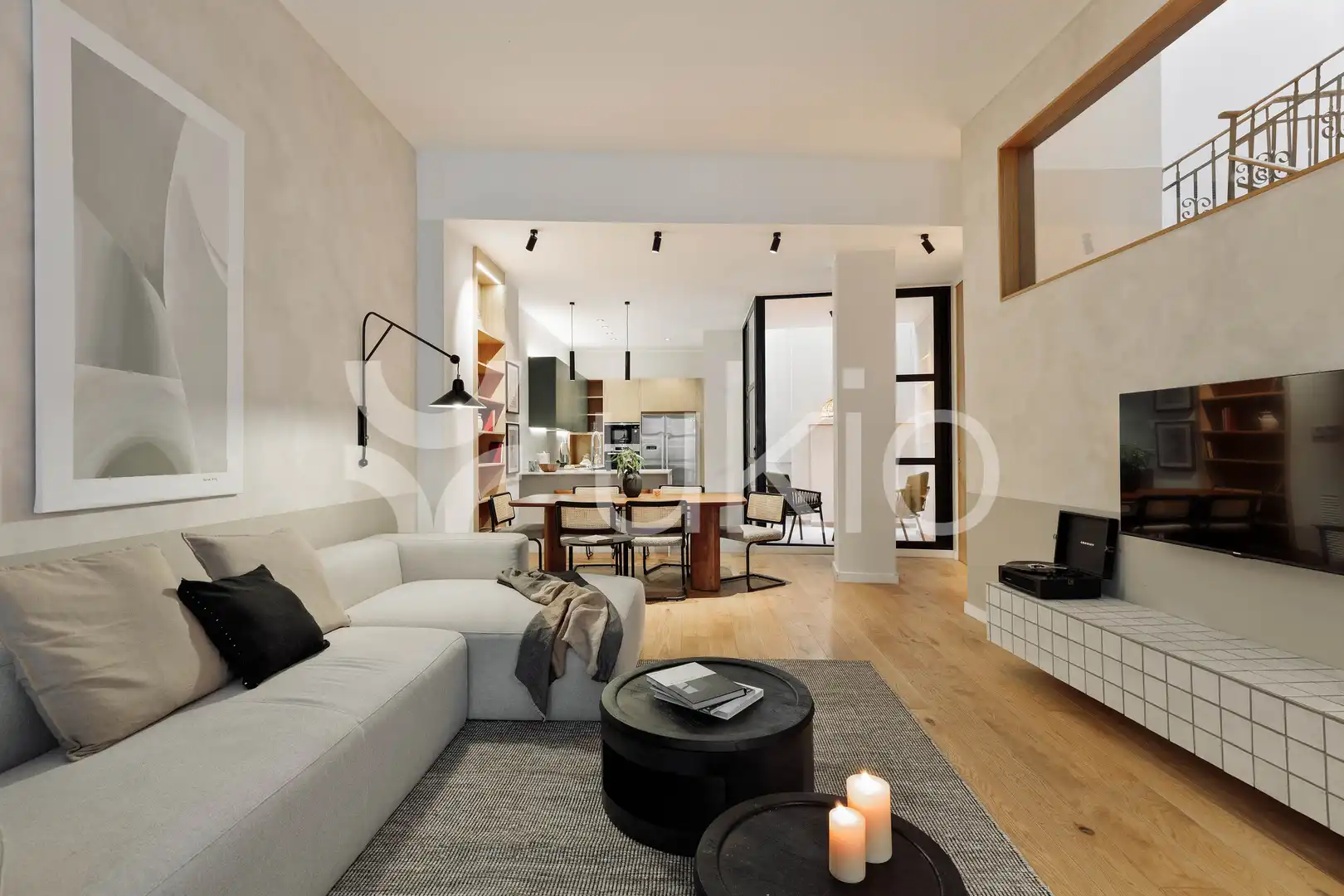 Sala de estar de Apartamento de alquiler en Barcelona con Aire acondicionado, Calefacción y Terraza