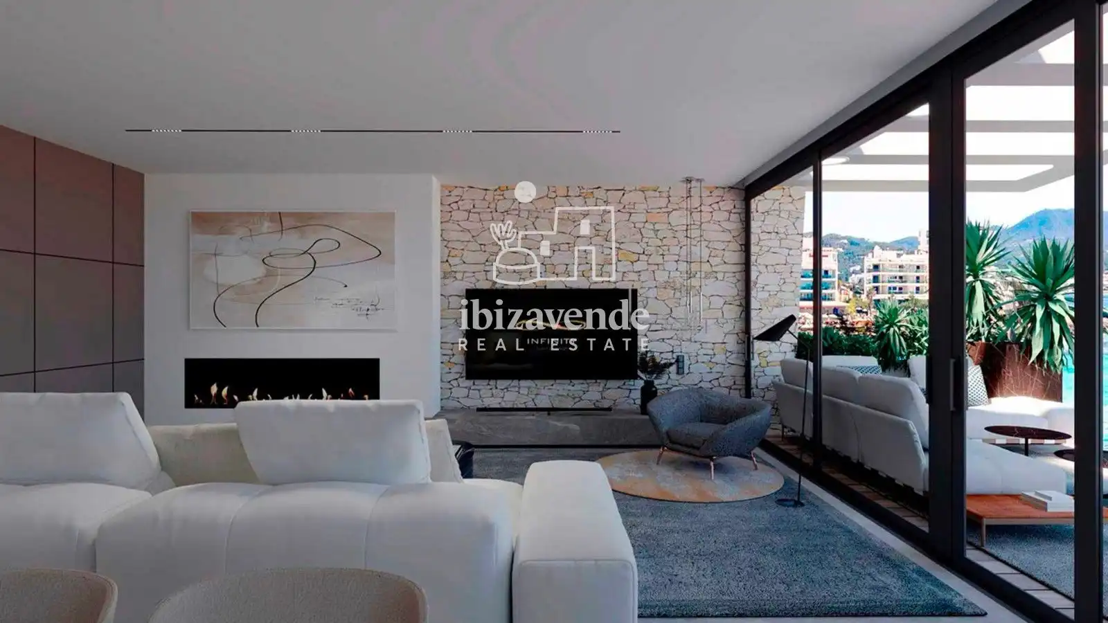Living room of Flat for sale in Sant Antoni de Portmany  with Heating, Terrace and Swimming Pool