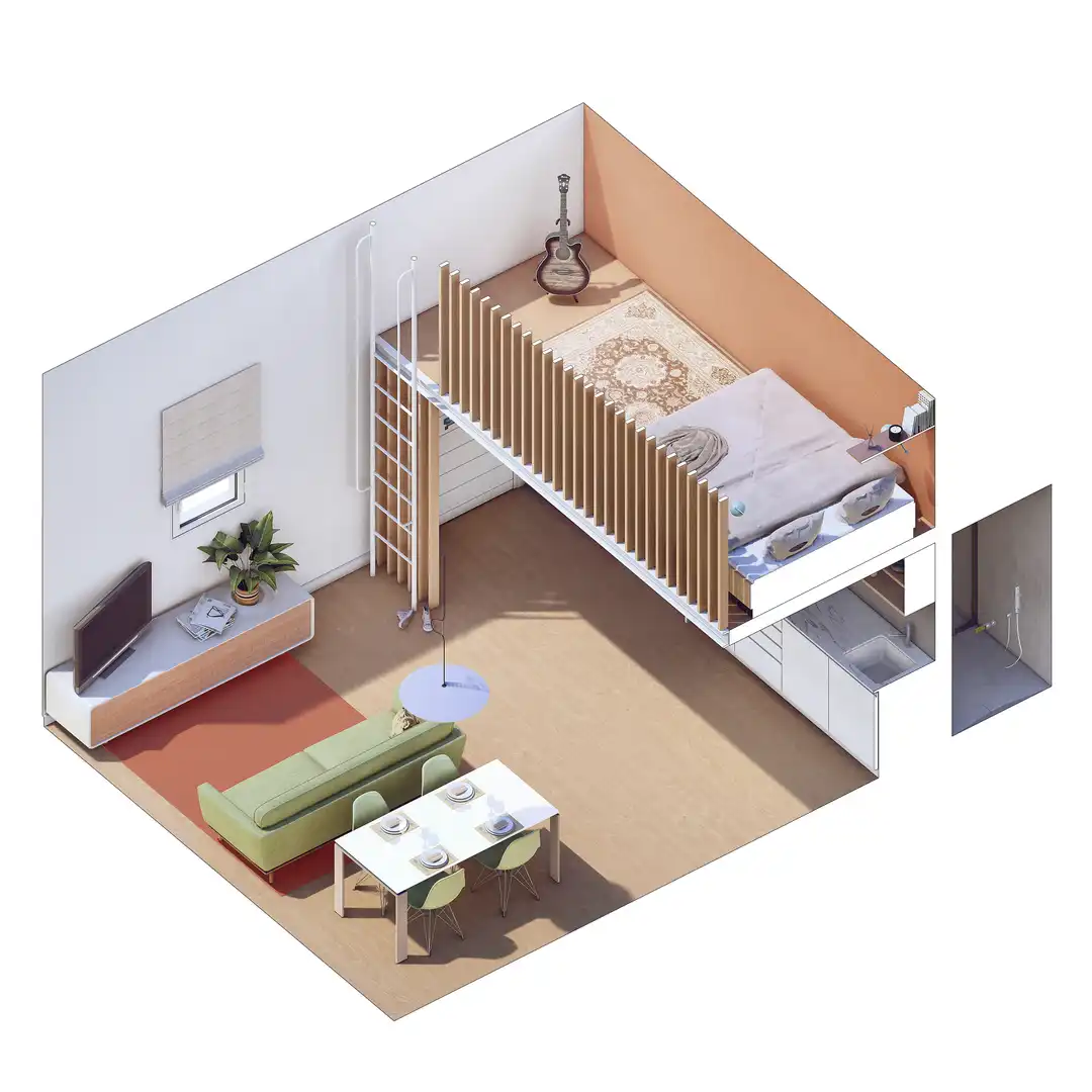 Schlafzimmer von Erdgeschoss zum Verkauf in Barcelona mit Klimaanlage, Heizung und Ofen