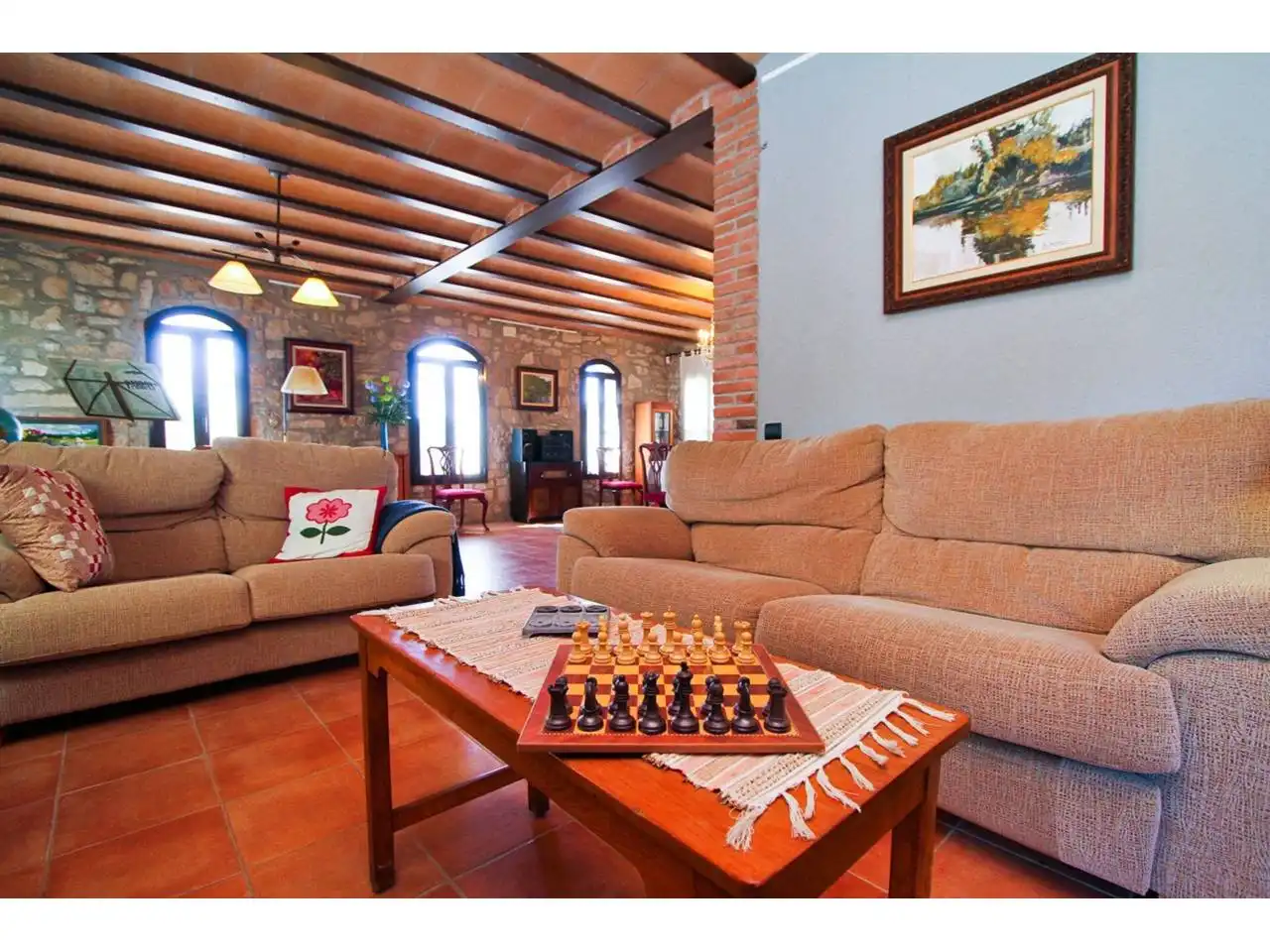 Sala de estar de Finca rústica en venta en Forès con Calefacción, Jardín privado y Terraza