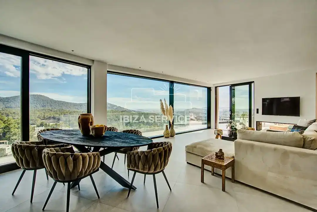 Sala d'estar de Casa o xalet de lloguer en Santa Eulària des Riu amb Aire condicionat, Jardí privat i Piscina