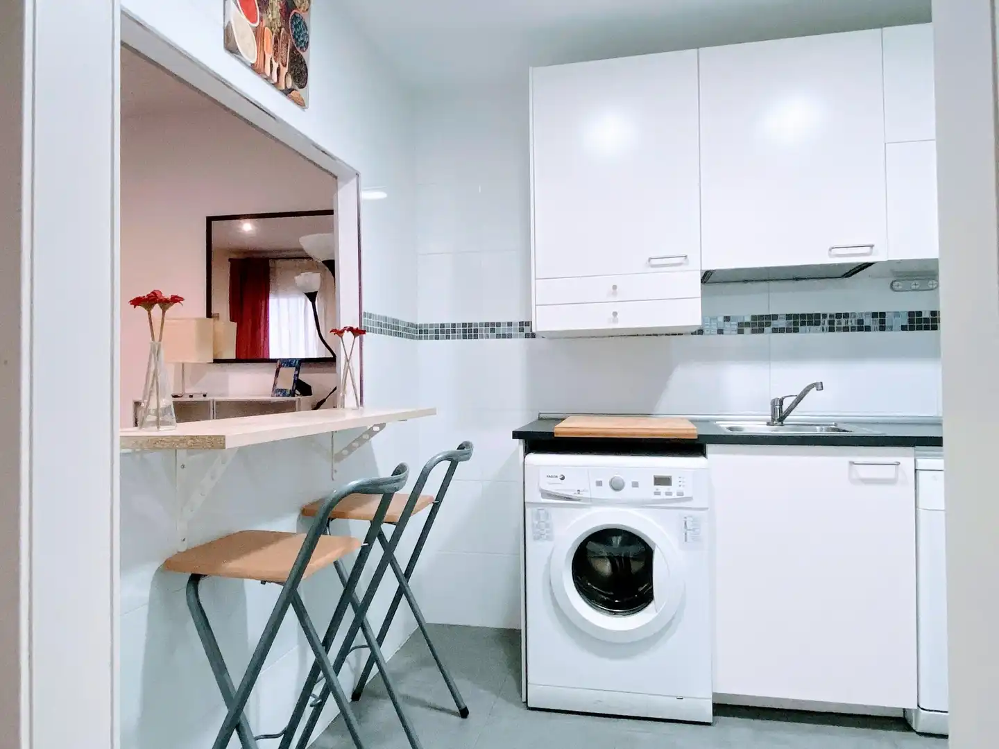 Kitchen of Flat for rent in Madrid  with Air Conditioner, Furnished and Balcony