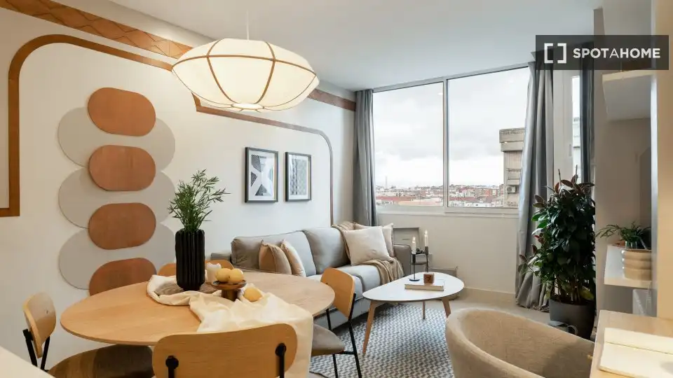 Sala d'estar de Apartament per a compartir en Madrid amb Aire condicionat, Terrassa i Moblat
