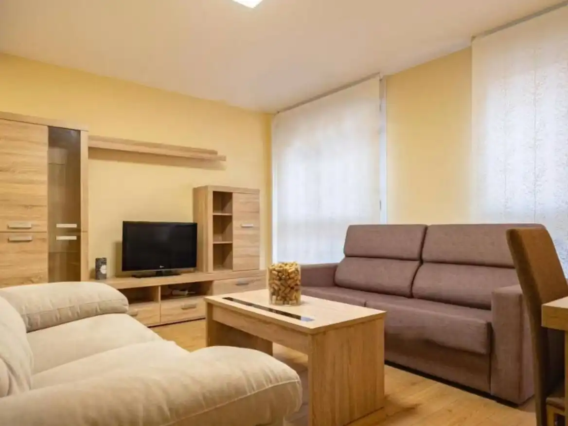 Sala d'estar de Pis de lloguer en Gijón  amb Calefacció, Parquet i Moblat
