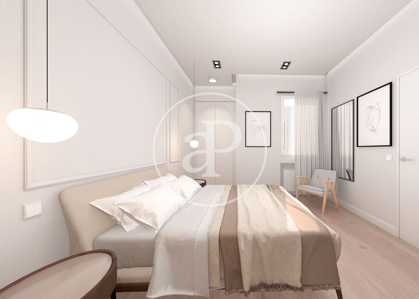 Bedroom of Flat for sale in  Madrid Capital  with Air Conditioner and Heating