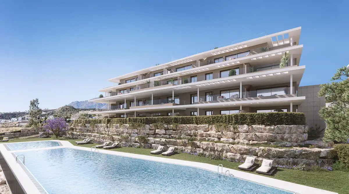 Außenansicht von Wohnungen zum Verkauf in Estepona mit Klimaanlage, Terrasse und Abstellraum
