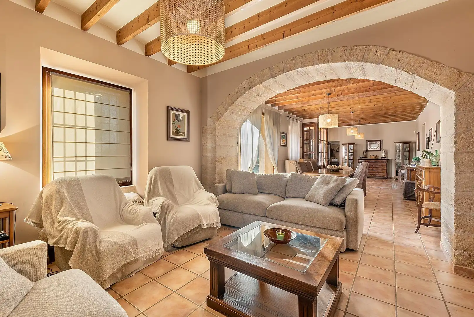 Sala de estar de Finca rústica en venta en  Palma de Mallorca con Calefacción, Jardín privado y Terraza
