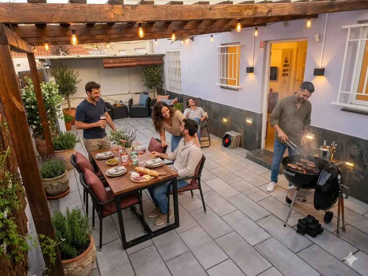 Terraza de Casa adosada en venta en Barcelona con Aire acondicionado, Calefacción y Jardín privado