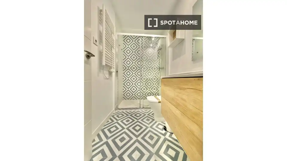 Bany de Apartament per a compartir en Madrid amb Aire condicionat, Terrassa i Moblat