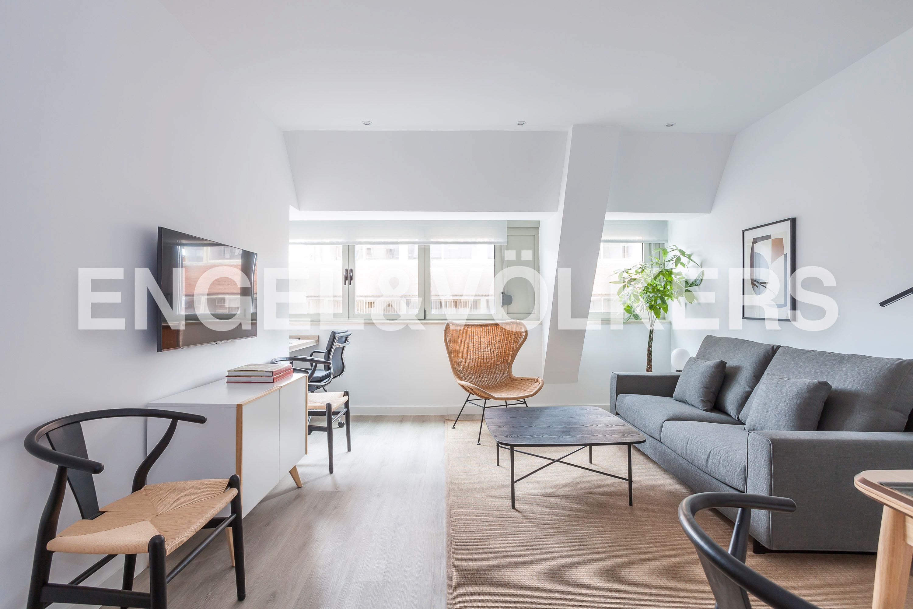 Living room of Flat for rent in  Madrid Capital  with Air Conditioner, Heating and Furnished