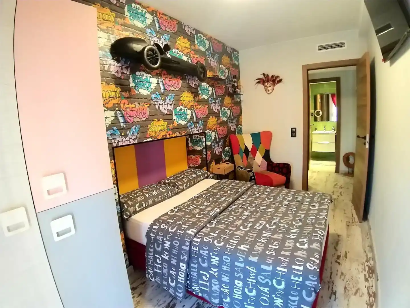 Dormitori de Apartament de lloguer en Alboraya amb Aire condicionat, Parquet i Moblat