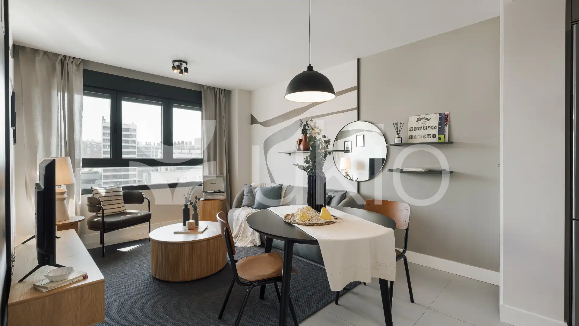 Sala de estar de Apartamento de alquiler en  Madrid Capital con Aire acondicionado, Calefacción y Amueblado