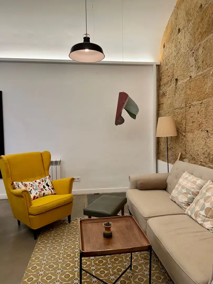 Sala d'estar de Apartament de lloguer en  Palma de Mallorca amb Terrassa