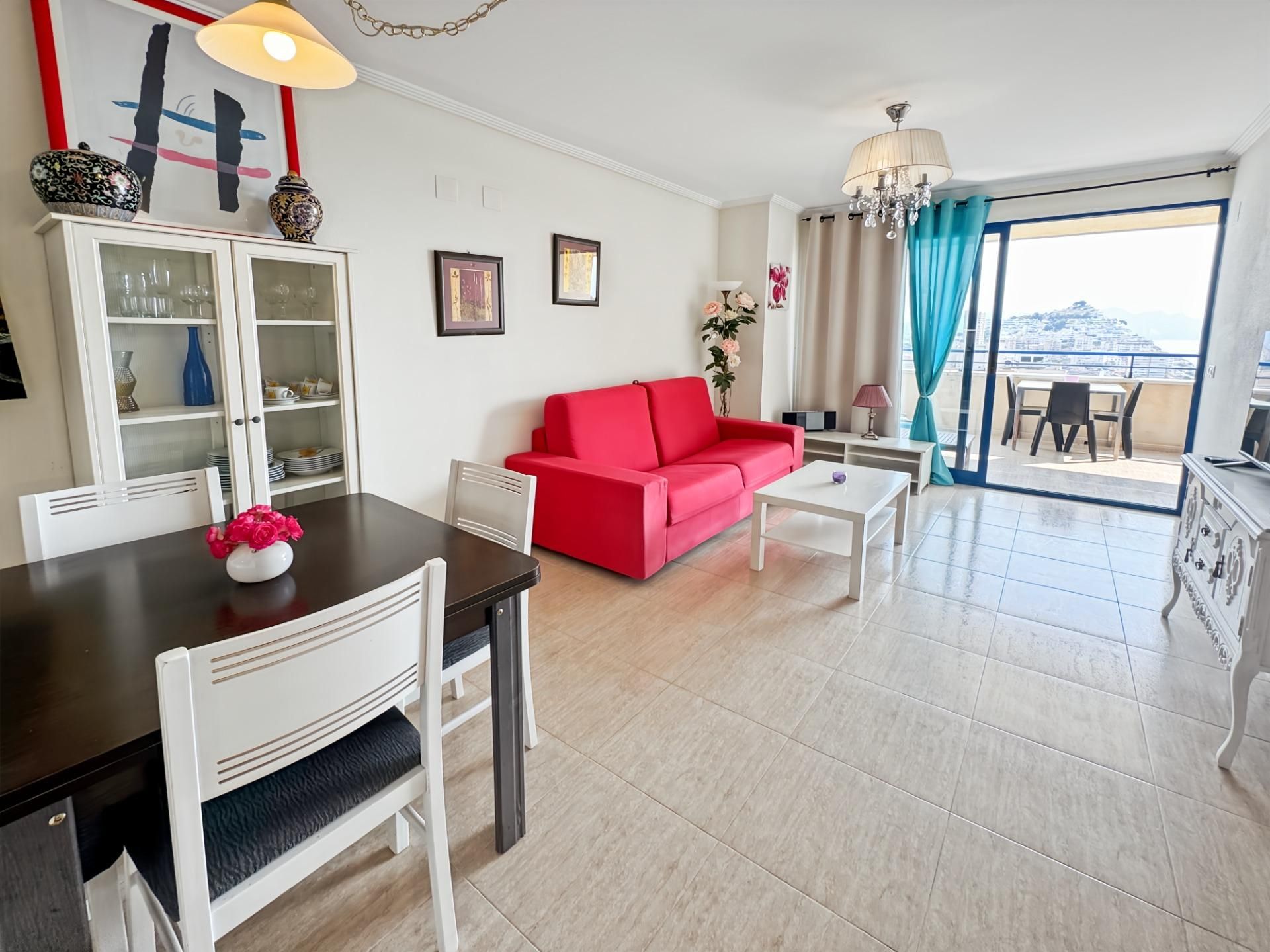 Sala d'estar de Apartament en venda en Villajoyosa / La Vila Joiosa amb Aire condicionat, Jardí privat i Terrassa
