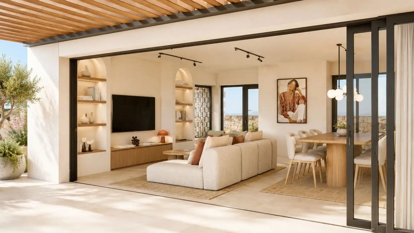 Sala d'estar de Casa o xalet en venda en La Oliva amb Aire condicionat, Jardí privat i Terrassa