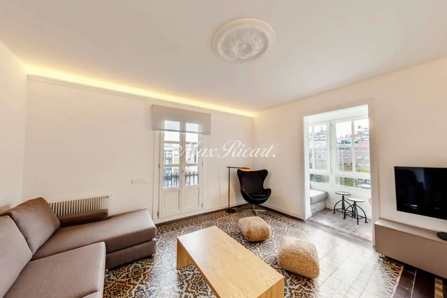 Wohnzimmer von Wohnung zur Miete in Barcelona mit Klimaanlage, Heizung und Terrasse