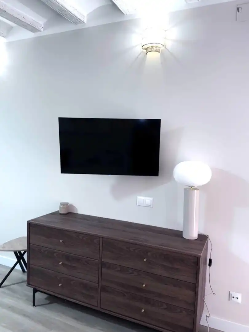 Wohnzimmer von Wohnung zur Miete in Barcelona mit Klimaanlage, Möbliert und Ofen