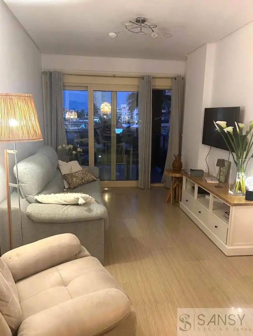 Sala d'estar de Apartament de lloguer en Jávea / Xàbia amb Aire condicionat, Calefacció i Terrassa