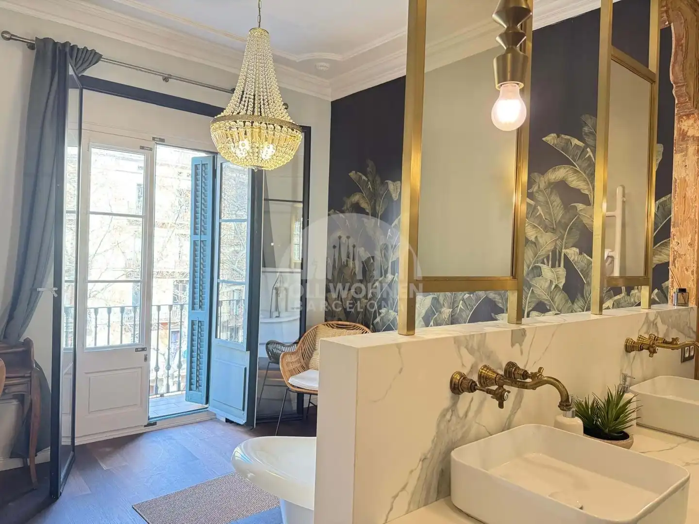 Badezimmer von Wohnung zur Miete in Barcelona mit Klimaanlage, Heizung und Terrasse