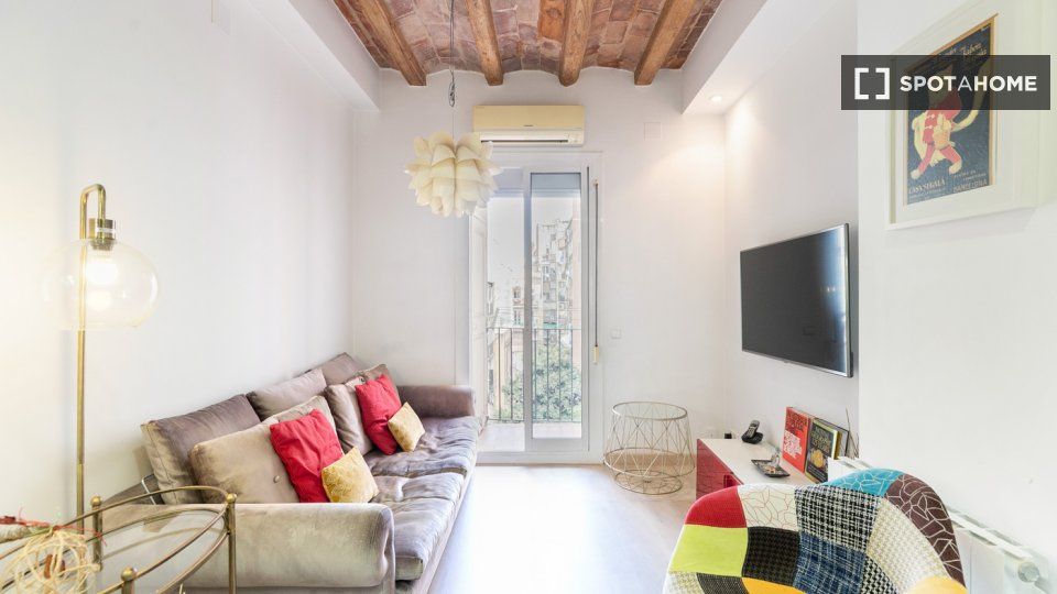 Living room of Flat to rent in  Barcelona Capital  with Air Conditioner, Heating and Furnished